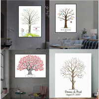 Tranh Wedding Tree In Dấu Vân Tay - Finger Print Tree - Chất Liệu Canvas Trong Ngày Cưới [TẶNG KÈM 2-4 MÀU NGẪU NHIÊN]
