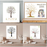 Tranh Wedding Tree In Dấu Vân Tay - Finger Print Tree - Chất Liệu Canvas Trong Ngày Cưới [TẶNG KÈM 2-4 MÀU NGẪU NHIÊN]