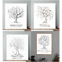Tranh Wedding Tree In Dấu Vân Tay - Finger Print Tree - Chất Liệu Canvas Trong Ngày Cưới [TẶNG KÈM 2-4 MÀU NGẪU NHIÊN]
