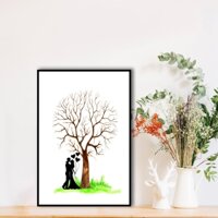 Tranh Wedding Tree in dấu vân tay trong tiệc cưới chất liệu canvas ý nghĩa, đẹp mắt/ HTN Decor