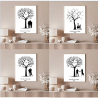 Tranh Wedding Tree In Dấu Vân Tay - Finger Print Tree - Chất Liệu Canvas Trong Ngày Cưới [TẶNG KÈM 4 MÀU NGẪU NHIÊN]