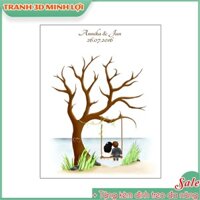 Tranh wedding tree tranh in dấu vân tay ngày cưới chất liệu canvas ý nghĩa DÂU RỂ NOTE/ IB LẠI TÊN & NGÀY CƯỚI TVT06