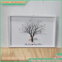 Tranh wedding tree tranh in vân tay đám cưới chất liệu canvas ý nghĩa DÂU RỂ ĐỂ LẠI TÊN & NGÀY CƯỚI KHI MUA TRANH TVT07