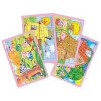 Tranh xếp hình giấy 12 miếng (Dập từ khổ A5) -Ba chú Heo- Đồ chơi trí tuệ dành cho bé trên 3 tuổi