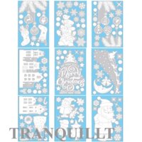 Tranquillt 9 tờ dán cửa sổ giáng sinh 114 cái snow flakes stickers merry christmas snowflakes window clings for xmas window door decoration