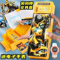 Transformers Hộp Đựng Bút Bằng Nhựa Cỡ Lớn Có Khóa Mật Khẩu Đa Năng Cho Bé