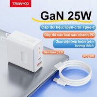 TRANYOO Củ Sạc Nhanh Giao Diện Kép USB Và Type C PD25W US6/US6C Cao Cấp, An Toàn Ổn Định