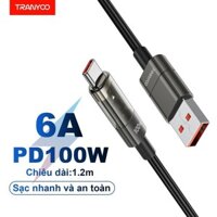 TRANYOO Dây Cáp Sạc Nhanh USB To Type-C PD100W AC-1 Cho Điện Thoại LapTop Tự Ngắt Sạc Khi Đầy Pin