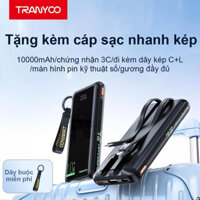 [Tranyoo] Power Bank 10000mAh / 20000mAh /30000mAh có màn hình pin, Cáp kép tích hợp, dung lượng cao