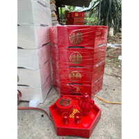 TRÁP CƯỚI HỎI LỤC GIÁC ĐỎ TƯƠI DÁN HỶ ALU 1 MẶT