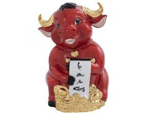 Trâu Hạnh Phúc 16cm – Trang trí vàng 24k