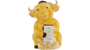 Trâu Hạnh Phúc 16cm – Trang trí vàng 24k