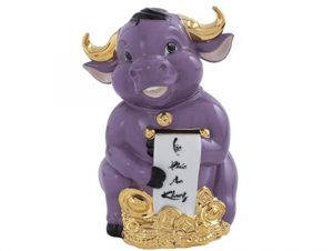 Trâu Hạnh Phúc 16cm – Trang trí vàng 24k