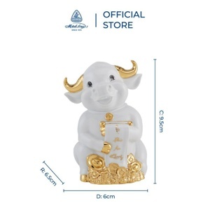 Trâu Như Ý 10cm - Trang trí vàng 24k