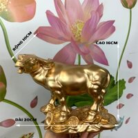 [Trâu phong thủy] Tượng linh vật phong thủy con Trâu trang trí phong thủy bàn làm việc  - Cao 16cm - Màu nhũ đồng