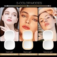 Travel Magnifying Mirror with Light 1X 5X Compact Lighted Makeup Mirror USB Rechargeable LED Cosmetic Mirror Dimmable