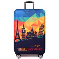TRAVELKIN Thickened Luggage Cover 18/24/28/32 Inch Suitcase Spandex Protective Cover (S(18"-21"luggage), European Attractions)