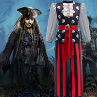 Trẻ Em Bé Trai Cướp Biển Vùng Caribe Đầu Lâu Áo Top Quần Bộ Đảng Vai Trò Chơi Trang Phục Hóa Trang Halloween Trang Phục Hóa Trang