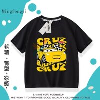 Trẻ Em Bé Trai Ô Tô Lightning McQueen Áo Thun Mùa Hè Tay Ngắn Cotton Tee