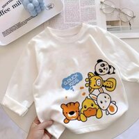 Trẻ Em Bên Trong Đế Áo Sơ Mi Top Mỏng Hoạt Hình Vịt Vàng Cổ Tròn Áo Thun Dài Tay Thời Trang