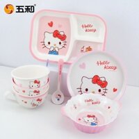 Trẻ Em Bộ Đồ Ăn Người Yêu HelloKitty Bát Trẻ Em Hello Kitty Bộ Đồ Ăn Cho Bé Hoạt Hình Chống Sốc Bổ Sung Thực Phẩm Bát