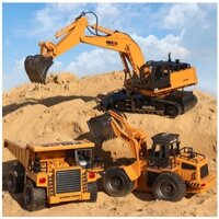 Trẻ Em Điều Khiển Từ Xa Đồ Chơi Máy Xúc Hợp Kim Đào Máy Xúc Điện Mô Hình Máy Móc Kỹ Thuật Xe Bộ Bé