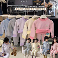 Trẻ Em Giữ Nhiệt Quần Áo Bé Trai Bé Gái Lụa Len Không Xương Lông Cừu Đức Cổ Cao Thu Quần Áo Quần Dài Trẻ Em Nhà Quần Áo Bộ Đồ Ngủ