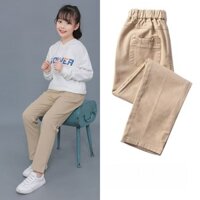 Trẻ Em Kaki Quần Bé Gái Quần Preppy Phong Cách Xuân Thu Co Giãn Quần Đi Học Sinh Trường Đồng Phục Quần