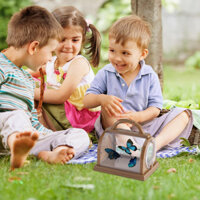 Trẻ em Khám phá ngoài trời Khoa học và Giáo dục Thí nghiệm Quan sát Côn trùng Hộp quan sát Kính lúp Lưới côn trùng Bắt cá nhỏ Tôm nòng nọc