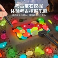 Trẻ Em Khảo Cổ Đào Đồ Chơi Dạ Quang Đào Đá Quý Khủng Long Hóa Thạch Nàng Tiên Cá DIY Hộp Bí Ẩn Giáo Dục Handmade 4.27