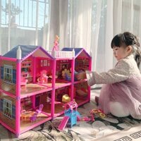 Trẻ Em Lắp Ráp Nhà Búp Bê Barbie Biệt Thự Hộp Quà Tặng Bộ Công Chúa Lâu Đài Nhà Đồ Chơi Bé Gái