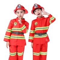 Trẻ em Lính cứu hỏa Đồng phục Halloween Trang phục Cosplay Trẻ em Lính cứu hỏa Đóng vai Quần áo lao động Cậu bé Cô gái Bên Biểu diễn Phù hợp với