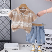 Trẻ Em Mới Bé Trai Bé Gái Quần Áo Mùa Hè Cotton Dải Gấu Thể Thao Phù Hợp Với Trẻ Sơ Sinh Áo Quần Short Denim Quần Áo Trẻ Em Bộ Đồ Thể Thao Bộ 0-6 Tuổi
