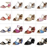 Trẻ Em Mới Giày Khiêu Vũ Latin Bé Gái Giày Nhảy Múa Bé Gái Đế Mềm Giữa Và Thấp Gót Nhảy Latin Giày Nữ Người Lớn Tập Luyện Giày