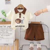 Trẻ Em Mùa Hè Quần Áo Thường Ngày Phù Hợp Với Bé Trai Hoạt Hình 3D Sư Tử Áo Thun Quần Ngắn 2 Cái / bộ Trẻ Sơ Sinh Áo Khoác Cho Bé Phù Hợp Với 1 2 3 4 5 Tuổi