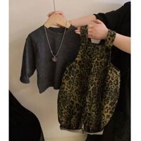 Trẻ Em Mùa Thu Đáy Áo Sơ Mi Quần Áo Phù Hợp Với Phong Cách Mới Thời Trang Da Báo In Quần Trẻ Em Thời Trang Jumpsuit Quần