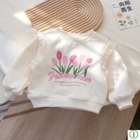 Trẻ Em Quần Áo Trẻ Em Bé Gái Ren Hàn Quốc Áo Cho Bé Influencer Thời Trang In Hình Dài Tay Top Mùa Xuân Áo Chui Đầu Hợp Thời Trang