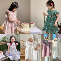 Trẻ Em Quần Áo Trẻ Em Bé Gái Mùa Hè Phong Cách Mới Tươi Xù Tay Bay Đầm-0219