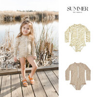 Trẻ Em Quần Áo Trẻ Em Quần Áo Bé Gái Đồ Bơi Mùa Hè Bé Gái Đồ Bơi Một Mảnh Dài Tay Chống Nắng Phong Cách Bắc Âu ins Đi Biển Kỳ Nghỉ Nhanh Khô Bé Gái Dễ Thương S