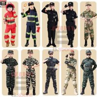 Trẻ em quân sự quần áo cảnh sát đồng phục ngụy trang lửa đồng phục cosplay unisex