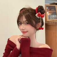 Trẻ Em Retro Hanfu Phụ Kiện Tóc Rồng Năm Mới Tua Rua Mũ Đội Đầu Trung Quốc Đỏ Lễ Hội Tất Cả Trận Đấu Tóc Dây Tóc