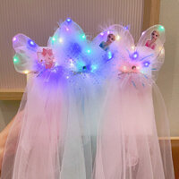 Trẻ em sẽ phát sáng nơ khăn che mặt kẹp Tóc Công Chúa ngọt ngào Fan Xianqi khăn che đầu sợi