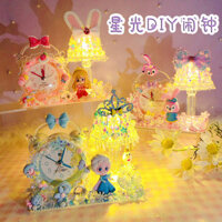 Trẻ Em Starlight Giờ Đồng Hồ Chất Liệu Gói Giáo Dục Handmade Đèn Ngủ Hoạt Hình Đồng Hồ Báo Thức Đồ Chơi Bé Gái