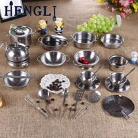 Trẻ em Thép không gỉ Đồ dùng nhà bếp nhỏ Nấu ăn cho bé Nhà búp bê Cô gái Nhà chơi Bộ đồ chơi nhà bếp
