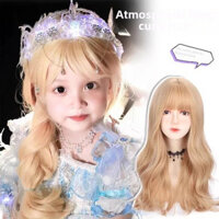 Trẻ Em Tóc Giả Cô Gái Xoăn Tóc Lớn Sóng Công Chúa Elsa Cos Frozen Hiệu Suất Vàng Ánh Sáng Ngộ nghĩnh Toàn Đầu Tóc Giả
