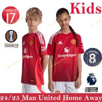 [Trẻ em / Trẻ em] Áo thun thể thao nam U sân khách mới 24-25 Man U Home Away Kids Football Jersey Phiên bản dành cho người hâm mộ