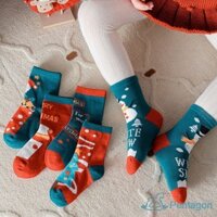 Trẻ em Trẻ em Bé trai Bé gái Tất giữa bắp chân Hoạt hình Tất Giáng sinh Bộ 5 đôi