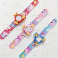 Trẻ em Unisex Peppa Pig Silicone Slap Pop Đồng hồ đeo tay Hoạt hình thạch anh tương tự cho trẻ em