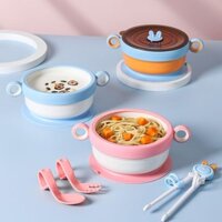 Trẻ sơ sinh Bát bổ sung thức ăn cho bé, bộ đồ ăn trẻ em, bát hút, bát tập ăn cho bé, bộ thìa đũa ch