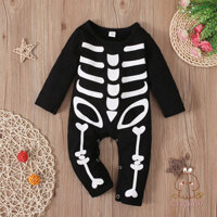 Trẻ Sơ Sinh Halloween Yếu Tố Xuân Thu Phong Cách Dài Tay Một Mảnh Mùi Lạ Hà Bé Trai Bé Gái Mùi Lạ Xương Nhỏ Bộ Xương